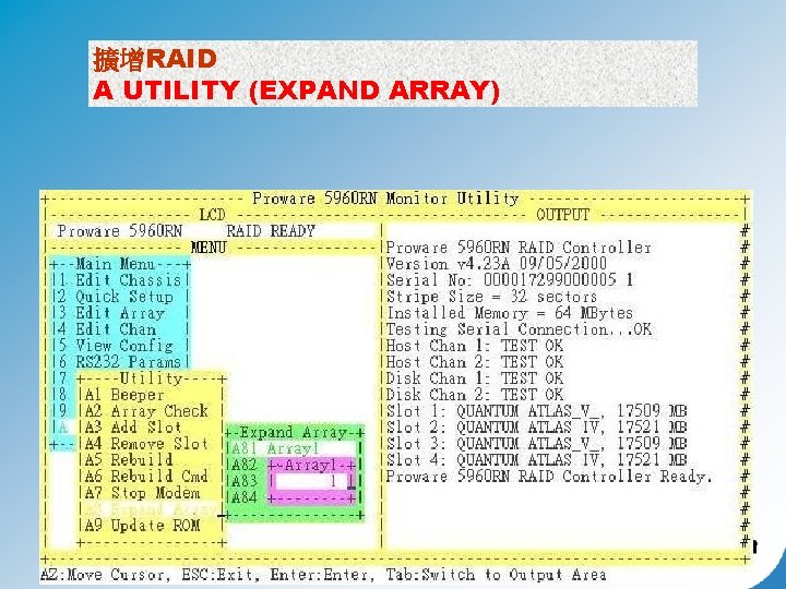 擴增RAID A UTILITY (EXPAND ARRAY) 