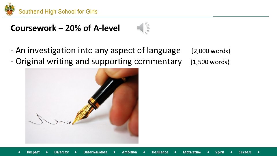 Southend High School for Girls Coursework – 20% of A-level - An investigation into