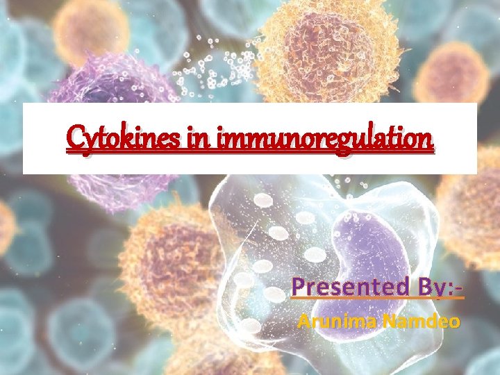 Cytokines in immunoregulation Presented By: Arunima Namdeo 