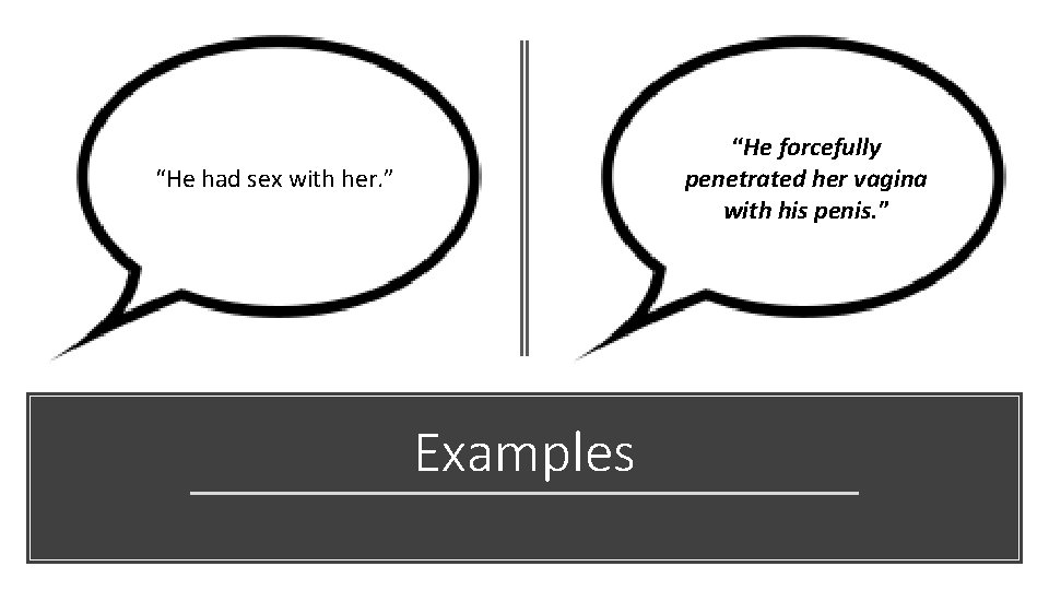 “He forcefully penetrated her vagina with his penis. ” “He had sex with her.