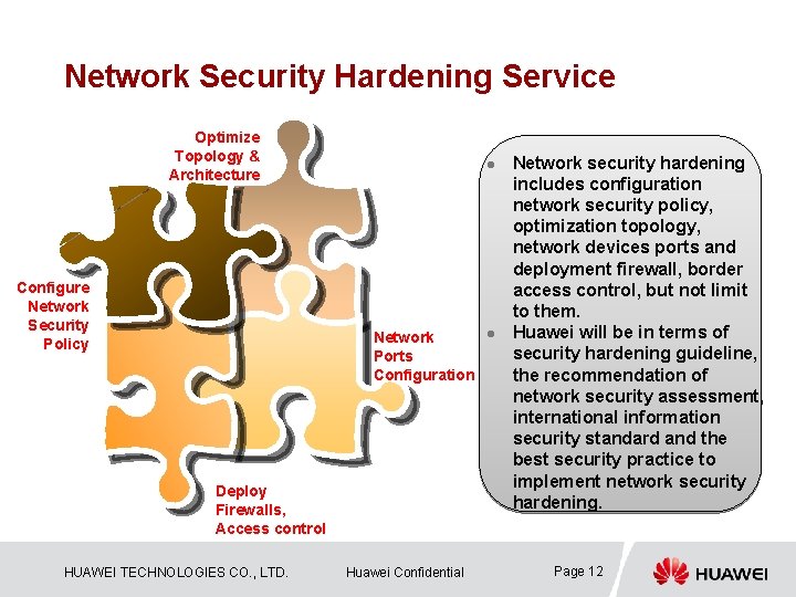 Network Security Hardening Service Optimize Topology & Architecture Configure Network Security Policy l Network