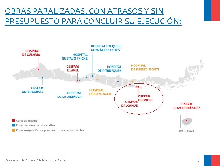 OBRAS PARALIZADAS, CON ATRASOS Y SIN PRESUPUESTO PARA CONCLUIR SU EJECUCIÓN: Gobierno de Chile