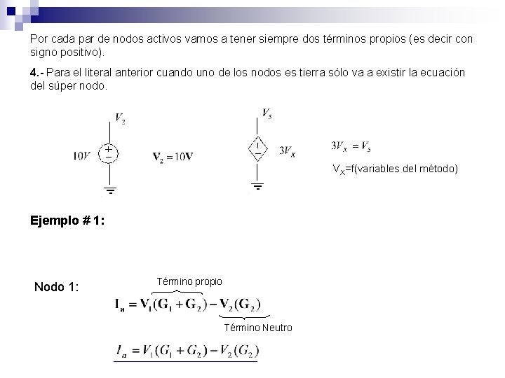 Por cada par de nodos activos vamos a tener siempre dos términos propios (es