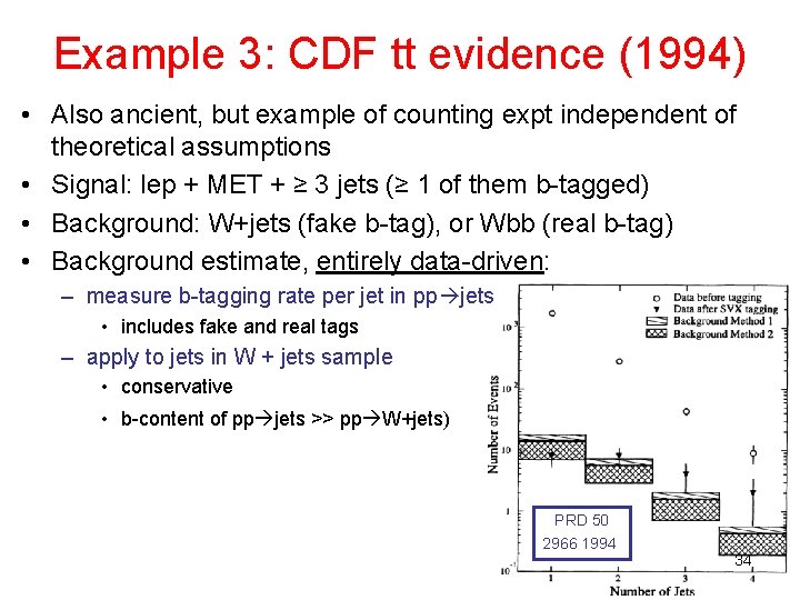 Example 3: CDF tt evidence (1994) • Also ancient, but example of counting expt