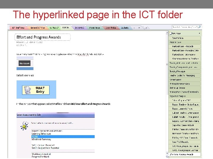 The hyperlinked page in the ICT folder 