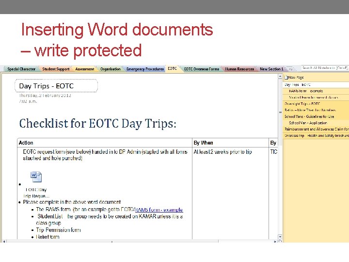 Inserting Word documents – write protected 