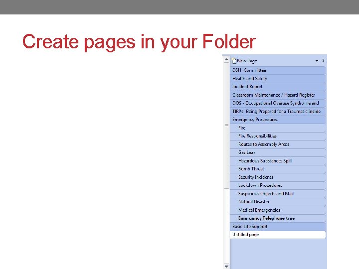 Create pages in your Folder 