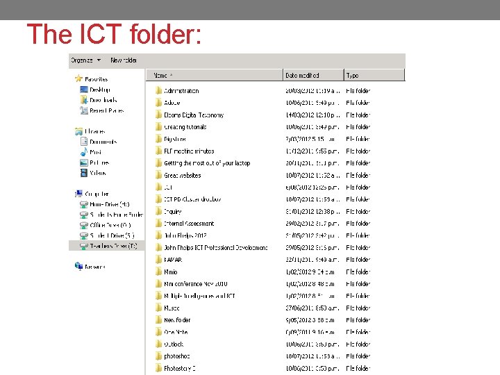 The ICT folder: 