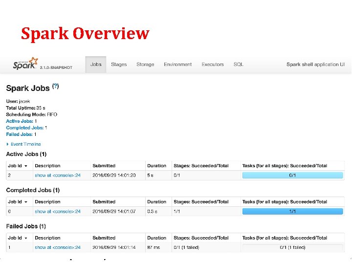 Spark Overview • An fast and general large-scale data processing system – Much faster Spark Overview • An fast and general large-scale data processing system – Much faster