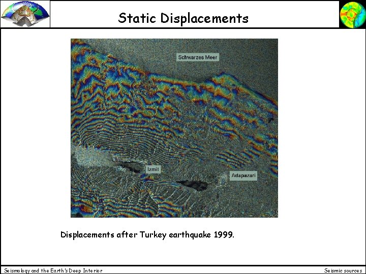 Static Displacements after Turkey earthquake 1999. Seismology and the Earth’s Deep Interior Seismic sources