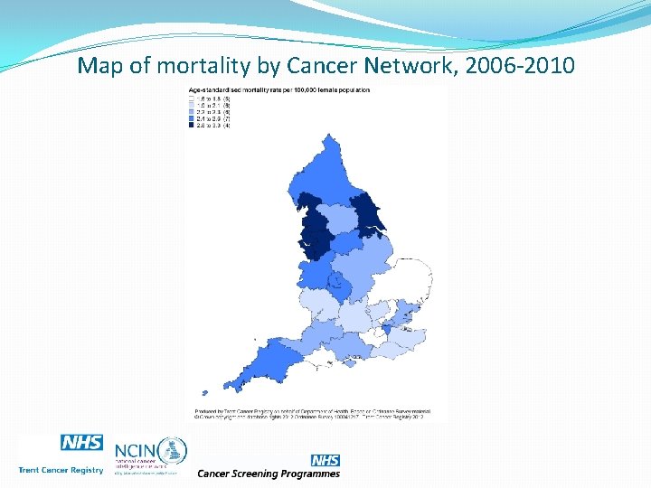 Map of mortality by Cancer Network, 2006 -2010 