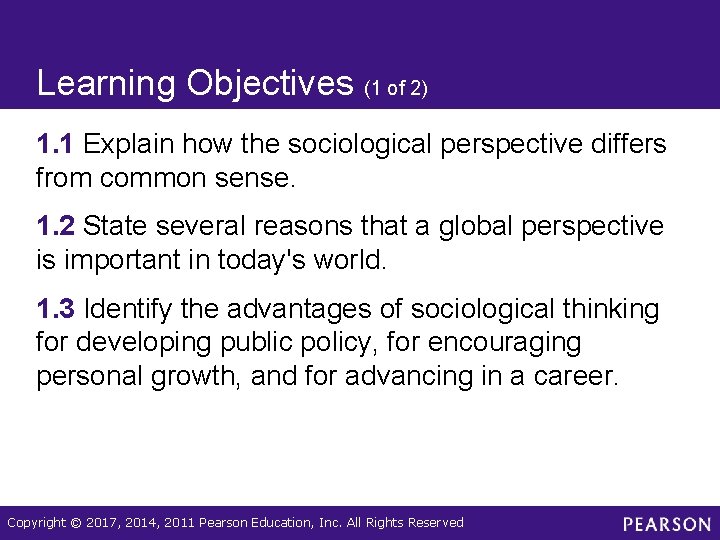 Learning Objectives (1 of 2) 1. 1 Explain how the sociological perspective differs from Learning Objectives (1 of 2) 1. 1 Explain how the sociological perspective differs from