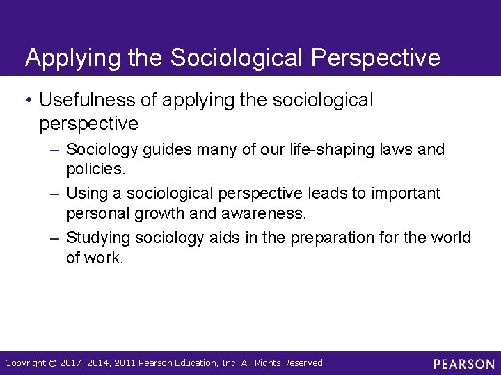 Applying the Sociological Perspective • Usefulness of applying the sociological perspective – Sociology guides Applying the Sociological Perspective • Usefulness of applying the sociological perspective – Sociology guides