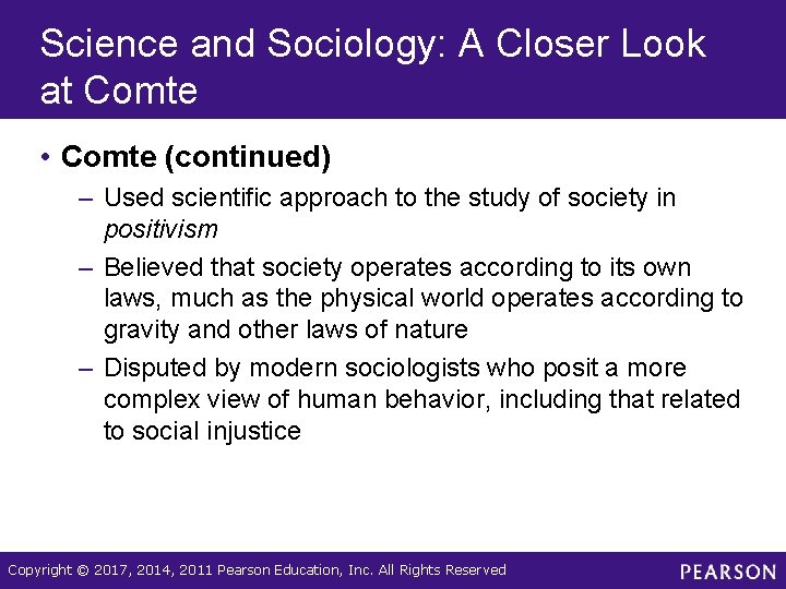 Science and Sociology: A Closer Look at Comte • Comte (continued) – Used scientific Science and Sociology: A Closer Look at Comte • Comte (continued) – Used scientific