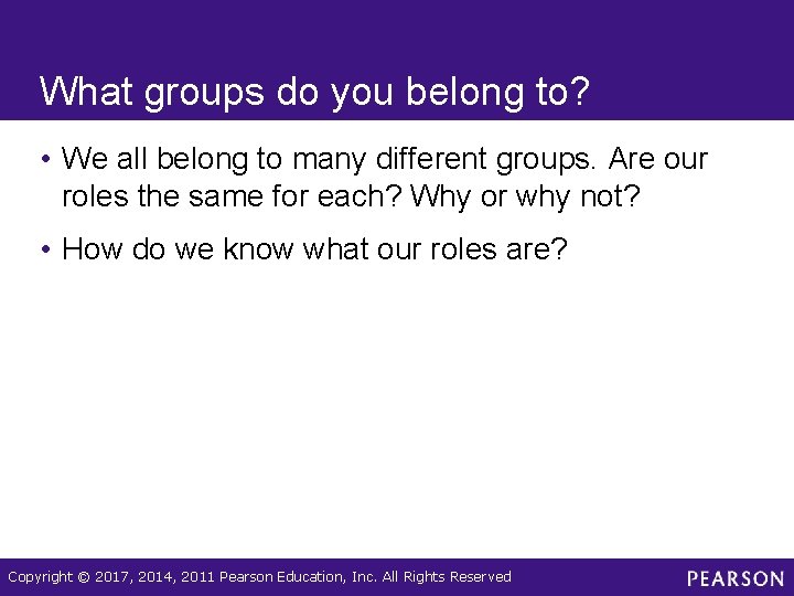 What groups do you belong to? • We all belong to many different groups. What groups do you belong to? • We all belong to many different groups.