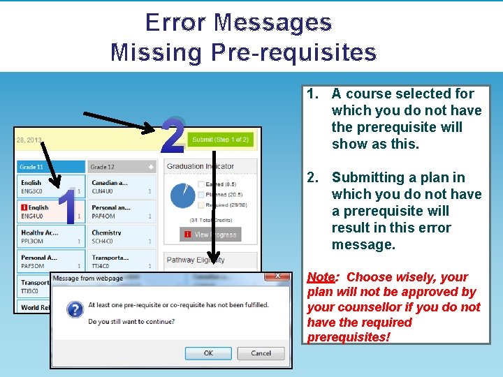 Error Messages Missing Pre-requisites 2 1 1. A course selected for which you do