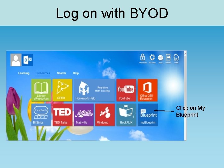 Log on with BYOD Click on My Blueprint 