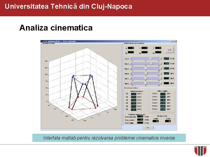 Universitatea Tehnică din Cluj-Napoca Analiza cinematica Interfata matlab pentru rezolvarea problemei cinematice inverse 