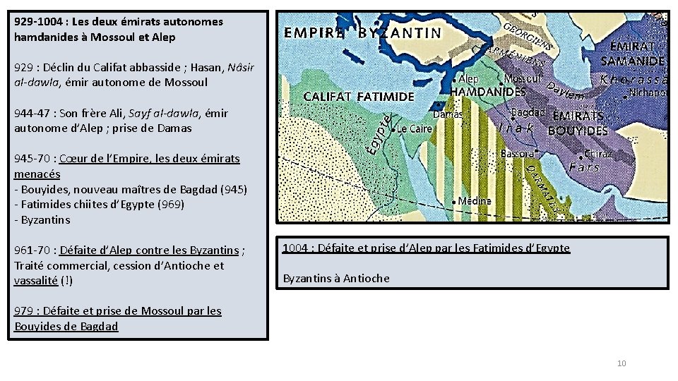 929 -1004 : Les deux émirats autonomes hamdanides à Mossoul et Alep 929 :