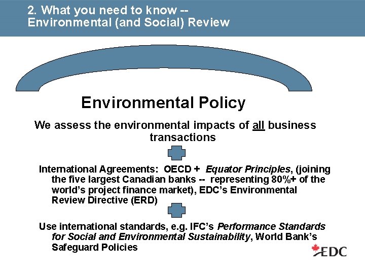 2. What you need to know -- Environmental (and Social) Review Environmental Policy We