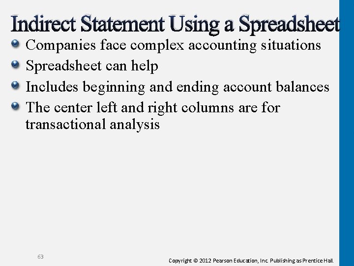 Indirect Statement Using a Spreadsheet Companies face complex accounting situations Spreadsheet can help Includes Indirect Statement Using a Spreadsheet Companies face complex accounting situations Spreadsheet can help Includes