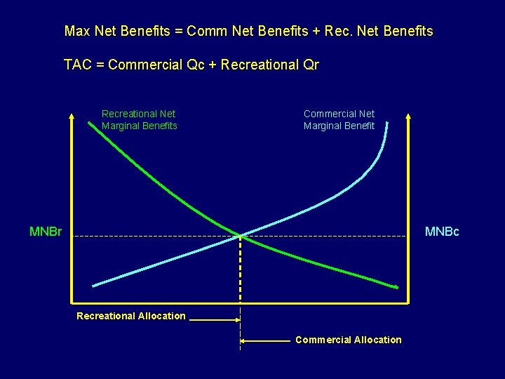 Max Net Benefits = Comm Net Benefits + Rec. Net Benefits TAC = Commercial