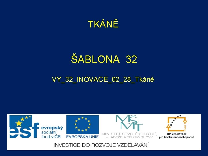 TKÁNĚ ŠABLONA 32 VY_32_INOVACE_02_28_Tkáně 