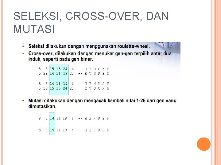 SELEKSI, CROSS-OVER, DAN MUTASI 