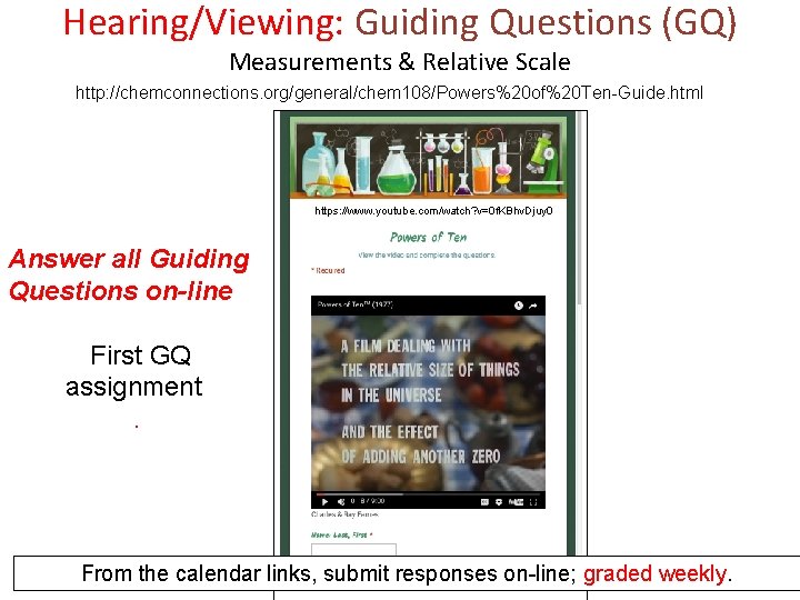 Hearing/Viewing: Guiding Questions (GQ) Measurements & Relative Scale http: //chemconnections. org/general/chem 108/Powers%20 of%20 Ten-Guide.