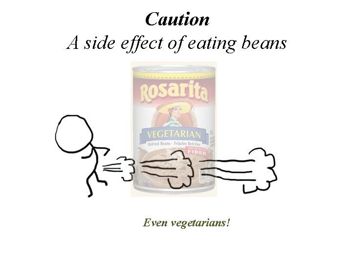 Caution A side effect of eating beans Even vegetarians! 