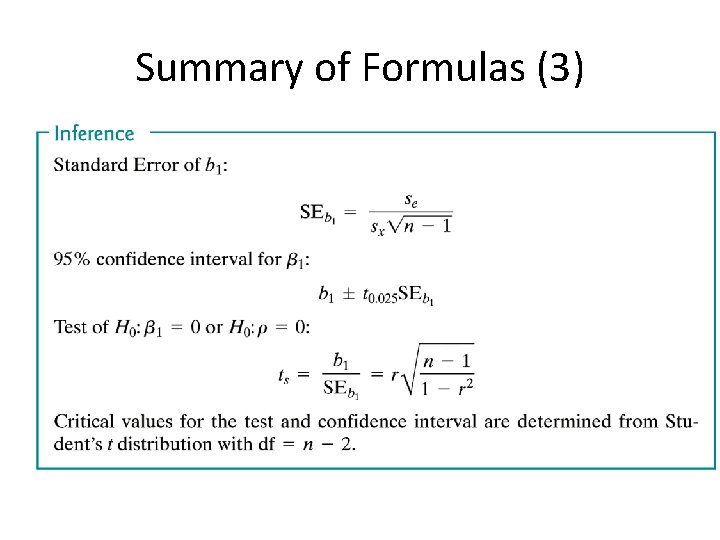 Summary of Formulas (3) 