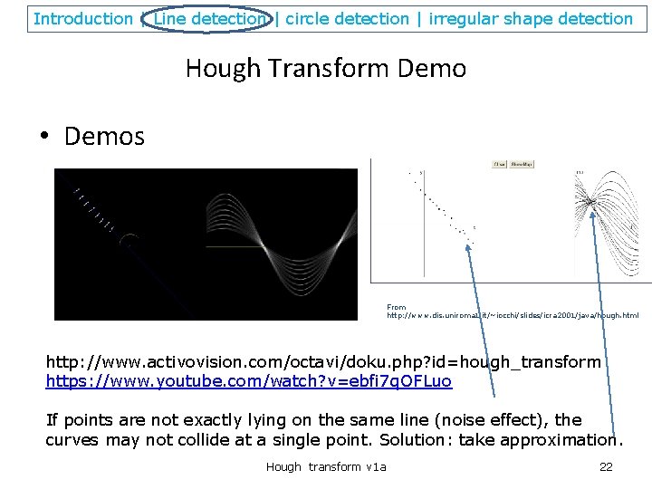 Introduction | Line detection | circle detection | irregular shape detection Hough Transform Demo