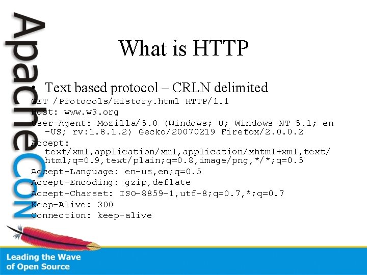 What is HTTP • Text based protocol – CRLN delimited GET /Protocols/History. html HTTP/1.