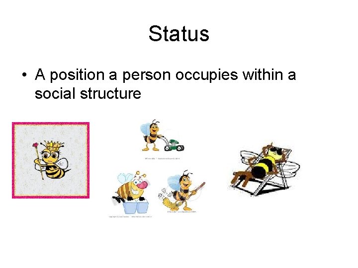 Status • A position a person occupies within a social structure 