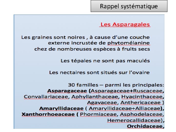 Rappel systématique 