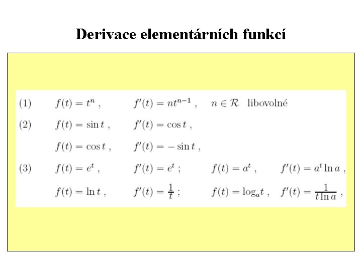 Derivace elementárních funkcí 