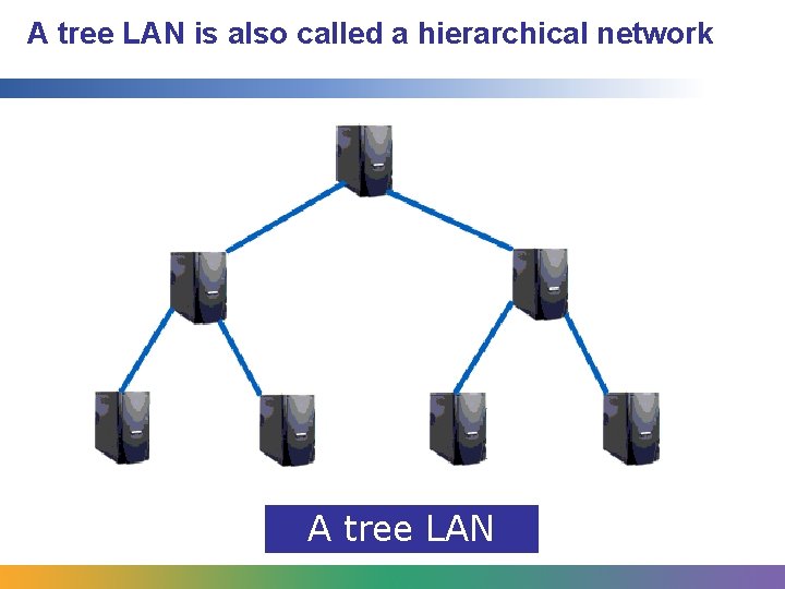 A tree LAN is also called a hierarchical network A tree LAN 