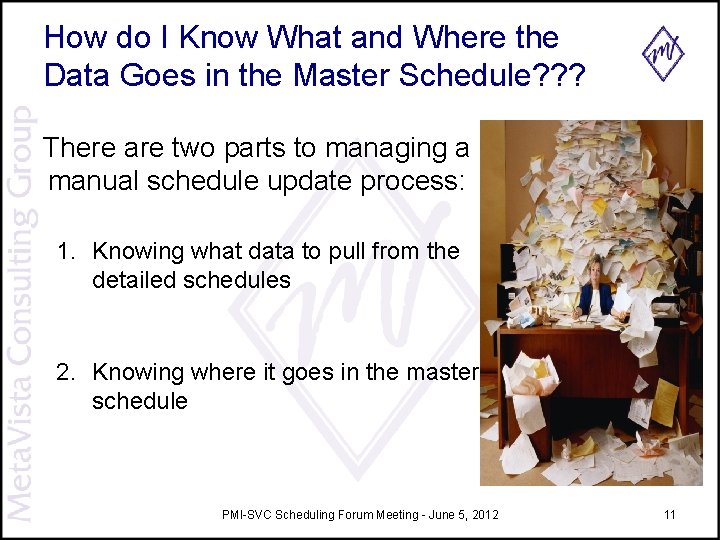 How do I Know What and Where the Data Goes in the Master Schedule? How do I Know What and Where the Data Goes in the Master Schedule?