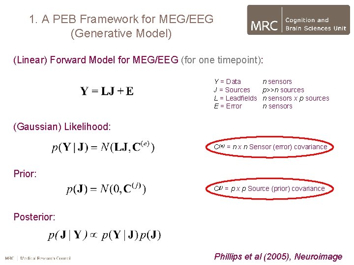 1. A PEB Framework for MEG/EEG (Generative Model) (Linear) Forward Model for MEG/EEG (for