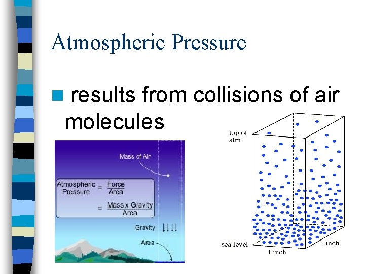 Atmospheric Pressure n results from collisions of air molecules 