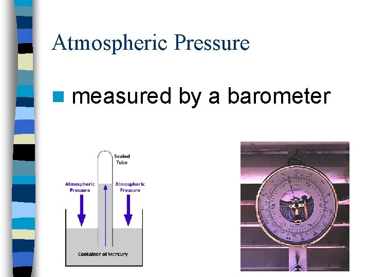 Atmospheric Pressure n measured by a barometer 