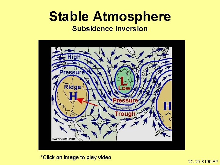 Stable Atmosphere Subsidence Inversion *Click on image to play video 2 C-25 -S 190