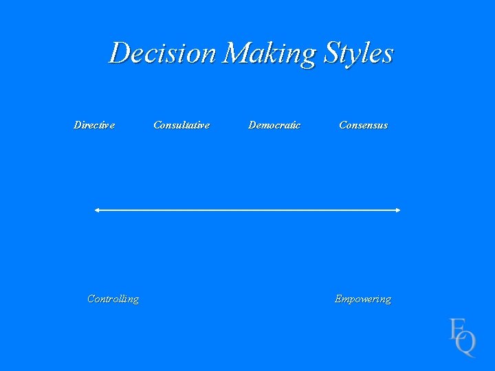 Decision Making Styles Directive Controlling Consultative Democratic Consensus Empowering 