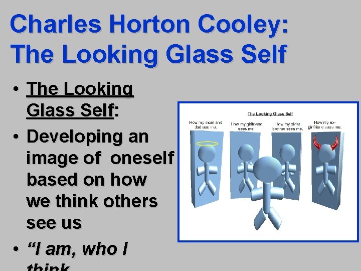 Charles Horton Cooley: The Looking Glass Self • The Looking Glass Self: • Developing