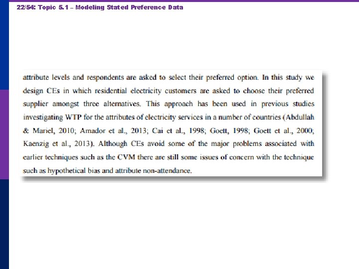 22/54: Topic 5. 1 – Modeling Stated Preference Data 