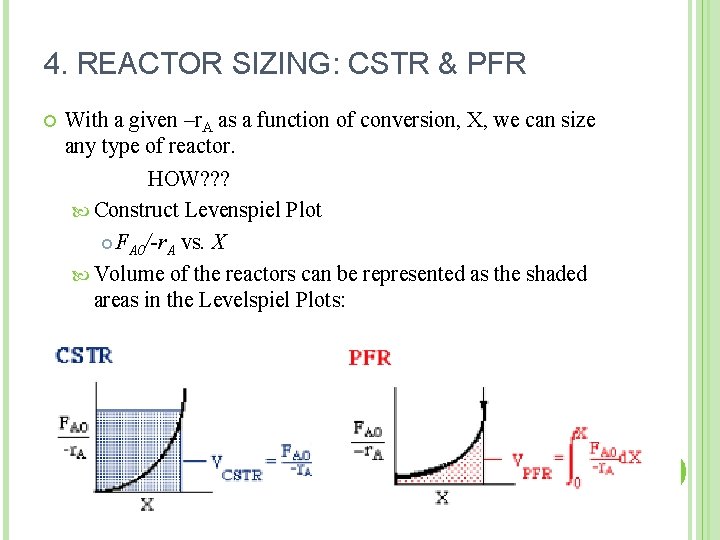 4. REACTOR SIZING: CSTR & PFR With a given –r. A as a function