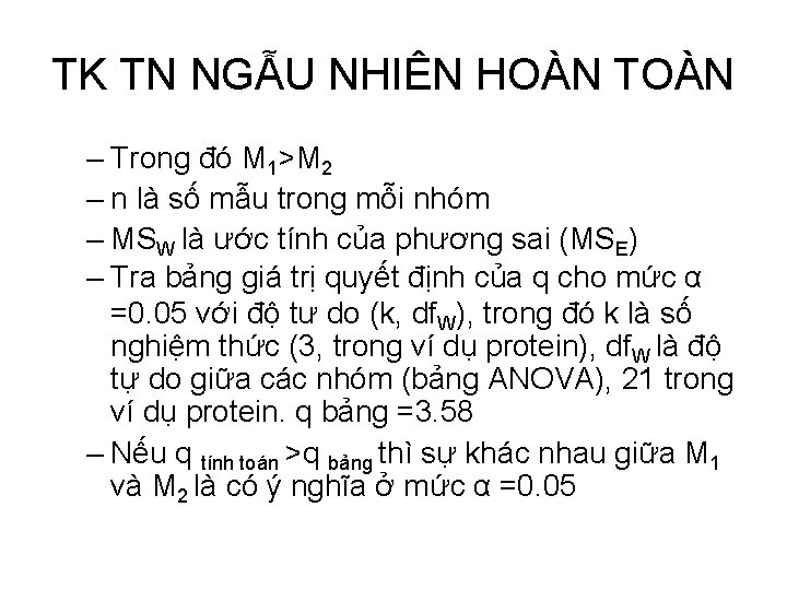 TK TN NGẪU NHIÊN HOÀN TOÀN – Trong đó M 1>M 2 – n