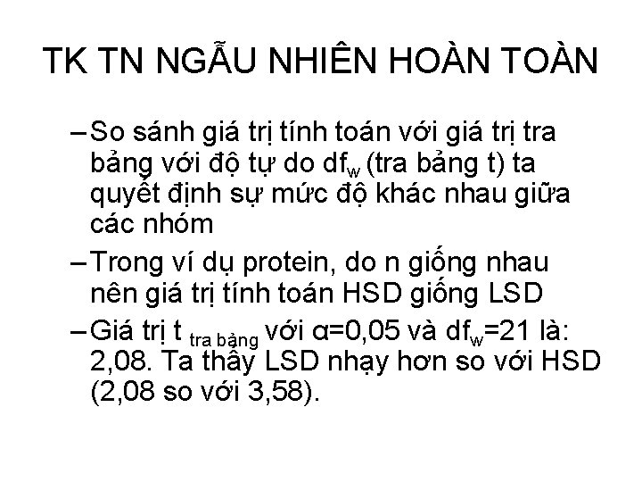 TK TN NGẪU NHIÊN HOÀN TOÀN – So sánh giá trị tính toán với