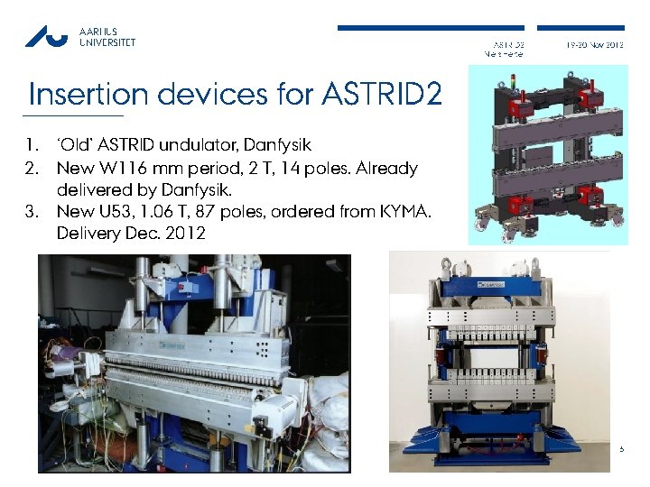AARHUS UNIVERSITET ASTRID 2 Niels Hertel 19 -20 Nov 2012 Insertion devices for ASTRID