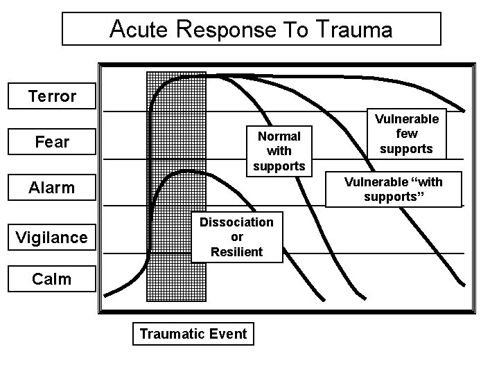 Acute Response To Trauma Terror Normal with supports Fear Vulnerable “with supports” Alarm Vigilance